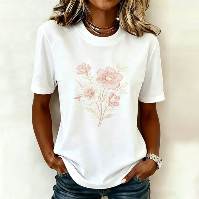 Lässiges T-Shirt Mit Blumenmuster