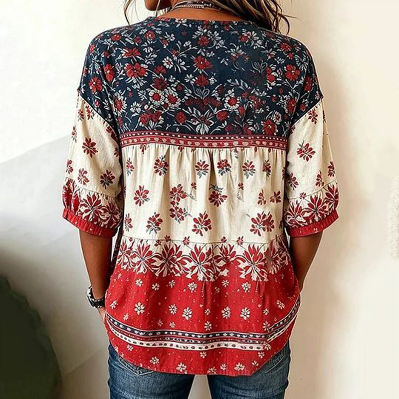 Vintage-Bluse Mit Blumenmuster