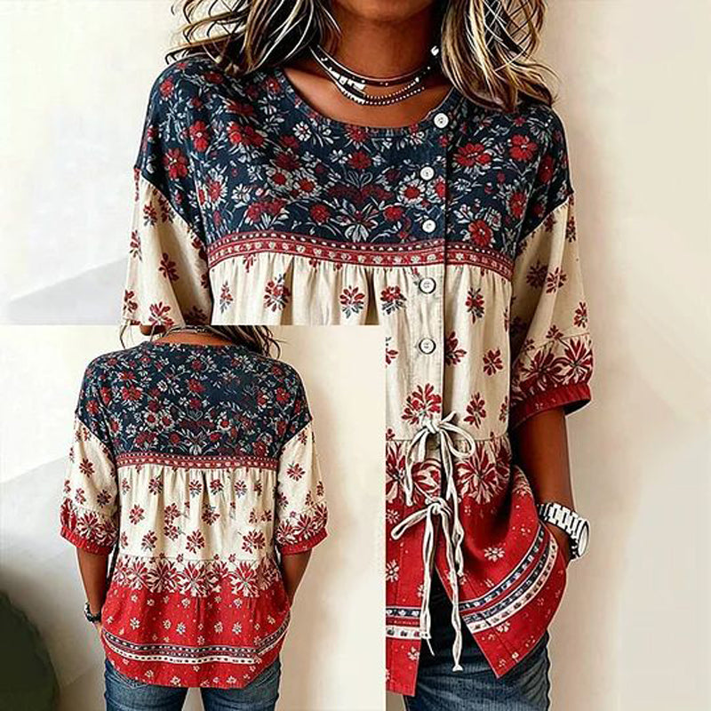 Vintage-Bluse Mit Blumenmuster