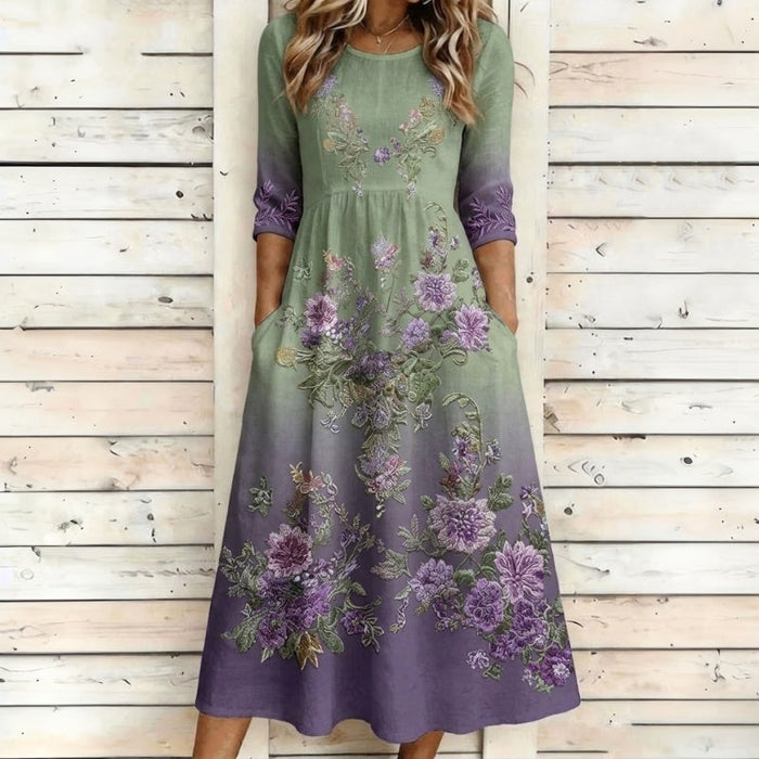 Vintage-Kleid Mit Blumendruck