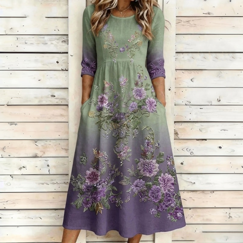 Vintage-Kleid Mit Blumendruck