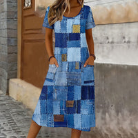 Vintage-Kleid Mit Farbblock