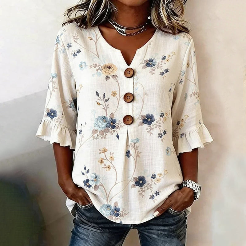 Vintage-Bluse Mit Blumenmuster