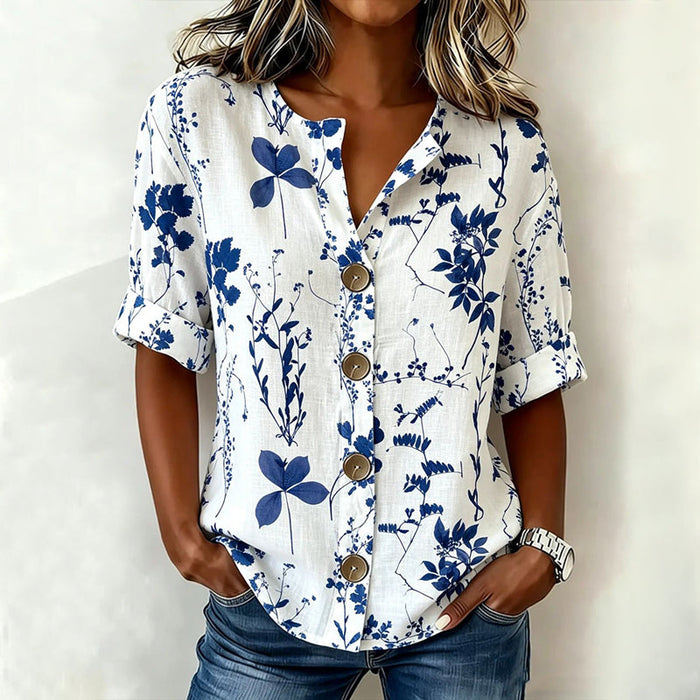 Vintage-Bluse Mit Blattmuster