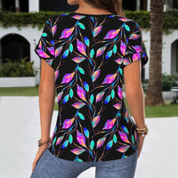 Bunte Bluse Mit Blättermuster