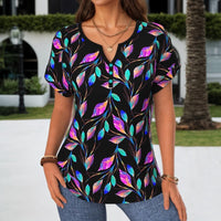 Bunte Bluse Mit Blättermuster