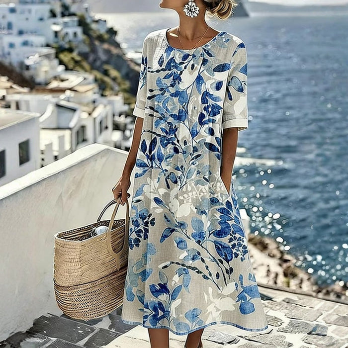 Vintage-Kleid Mit Blattdruck