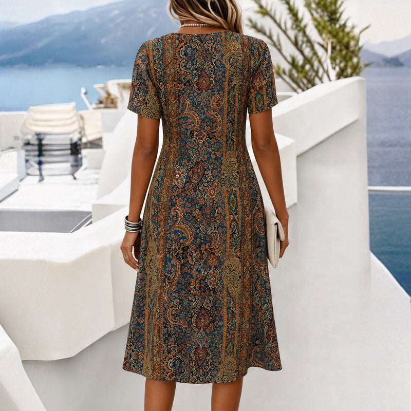 Vintage-Kleid Mit Ethno-Print