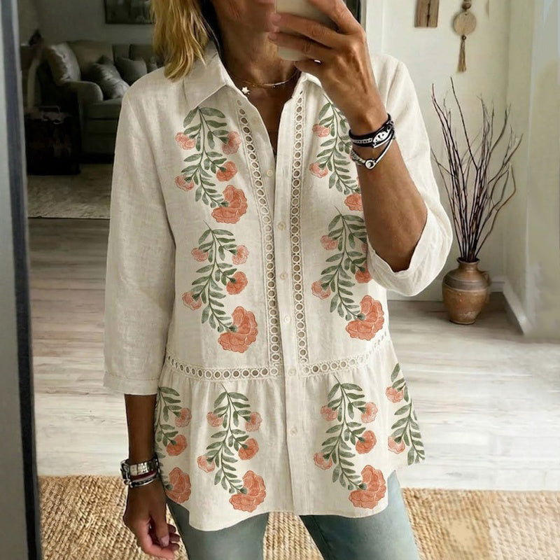 Vintage-Bluse Mit Blumenmuster