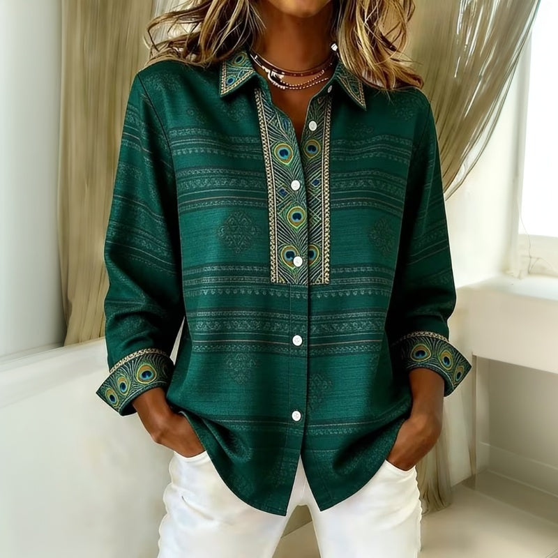 Bluse Mit Pfauenfederdruck