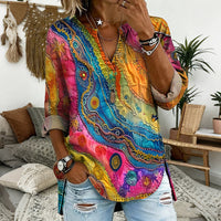 【Lange Ärmel】Bunte Vintage-Bluse