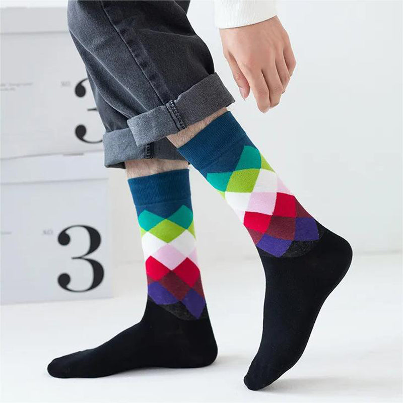 Bunt Karierte Freizeitsocken