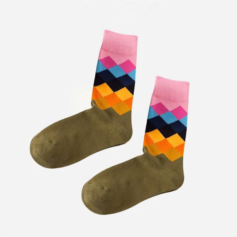 Bunt Karierte Freizeitsocken