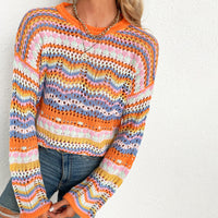 Bunt Gestreifter Strickpullover