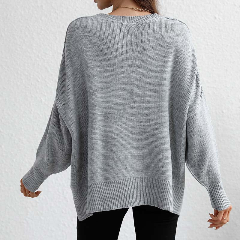 Lässiger Einfarbiger Strickpullover