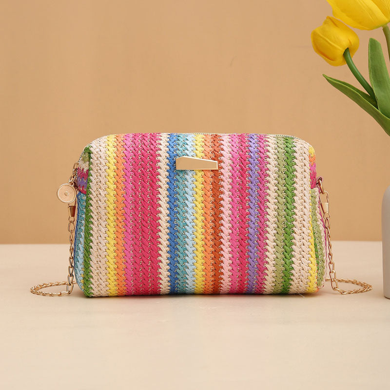 Regenbogen-Strohtasche