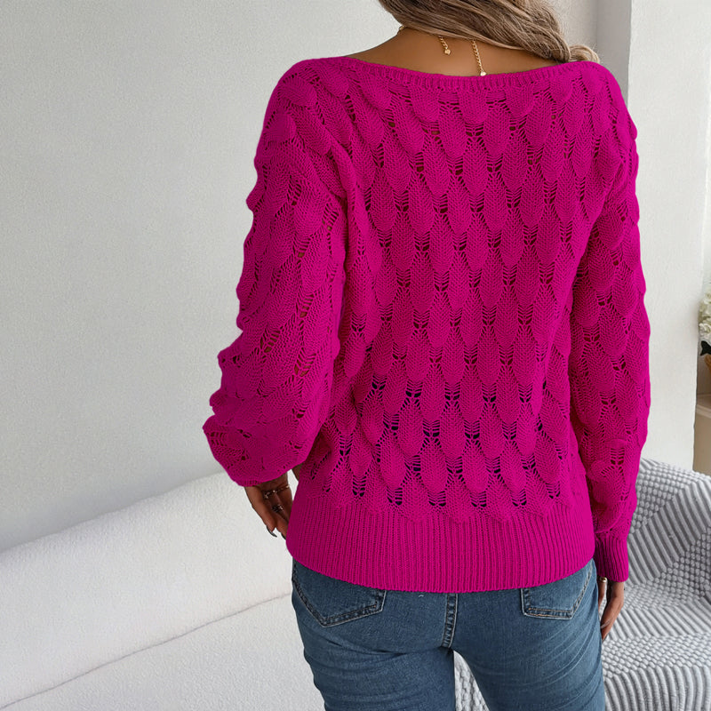 Lässiger Hohlstrickpullover