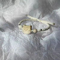 Geflochtenes Armband Mit Cartoon-Katze