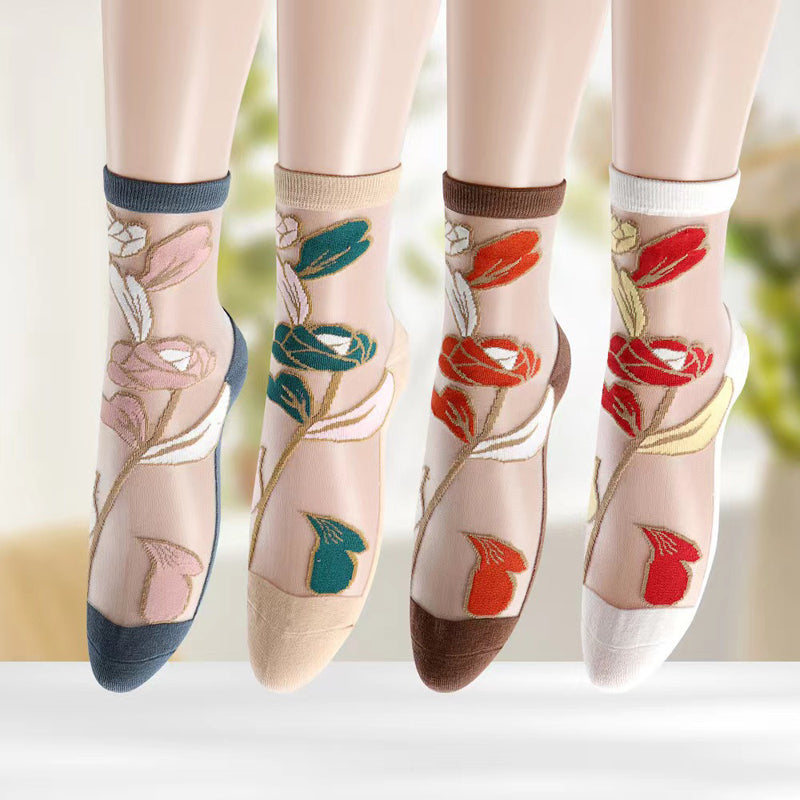 Atmungsaktive Blumensocken