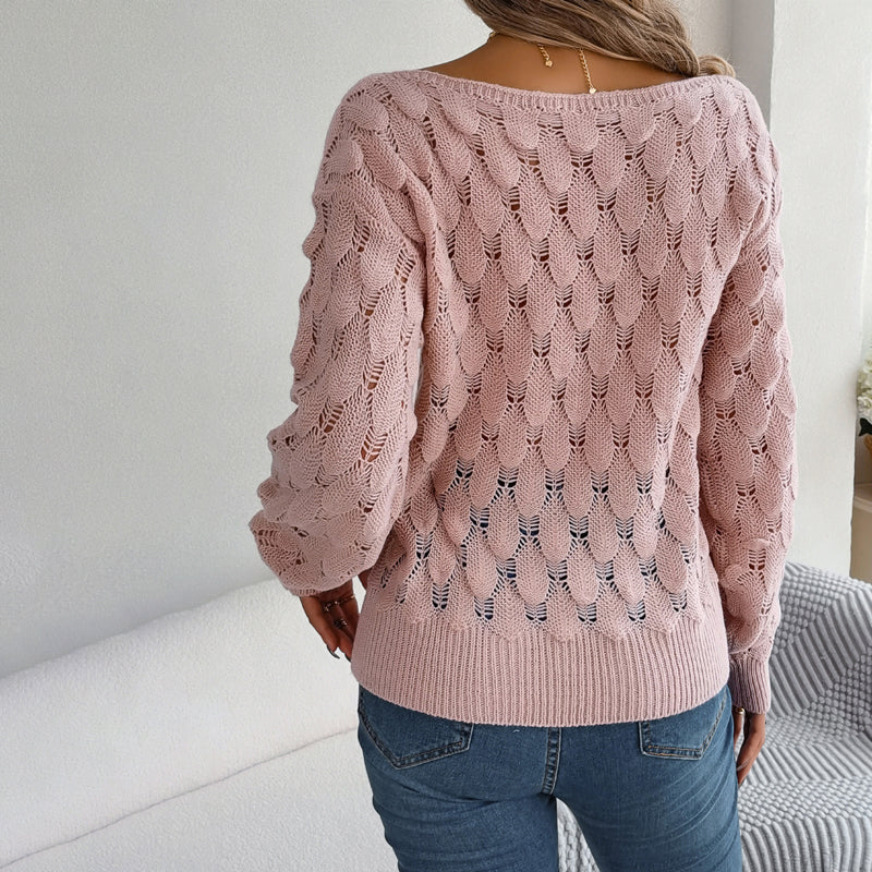 Lässiger Hohlstrickpullover