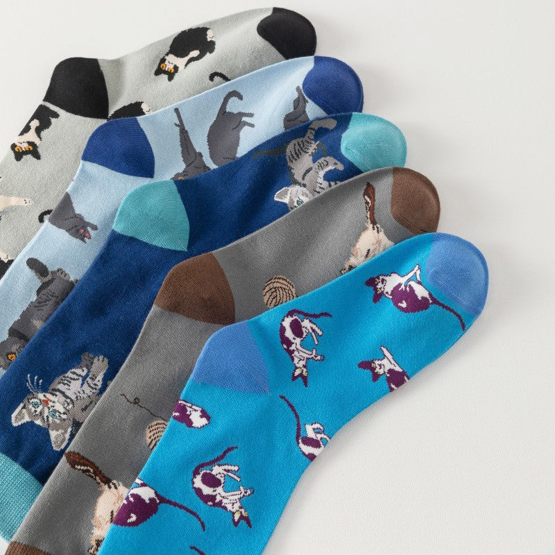 Vintage-Socken Mit Katzen-Print