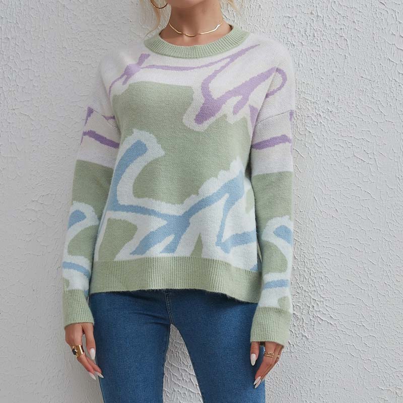 Lässiger Pullover Mit Farbblock