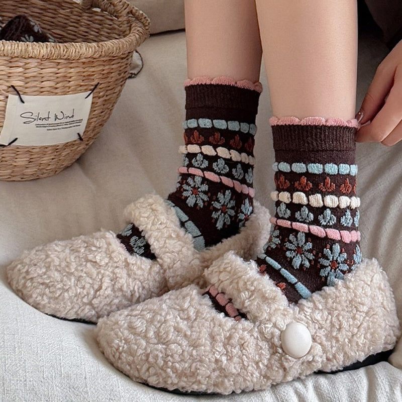 Warme Socken Mit Blumenmuster