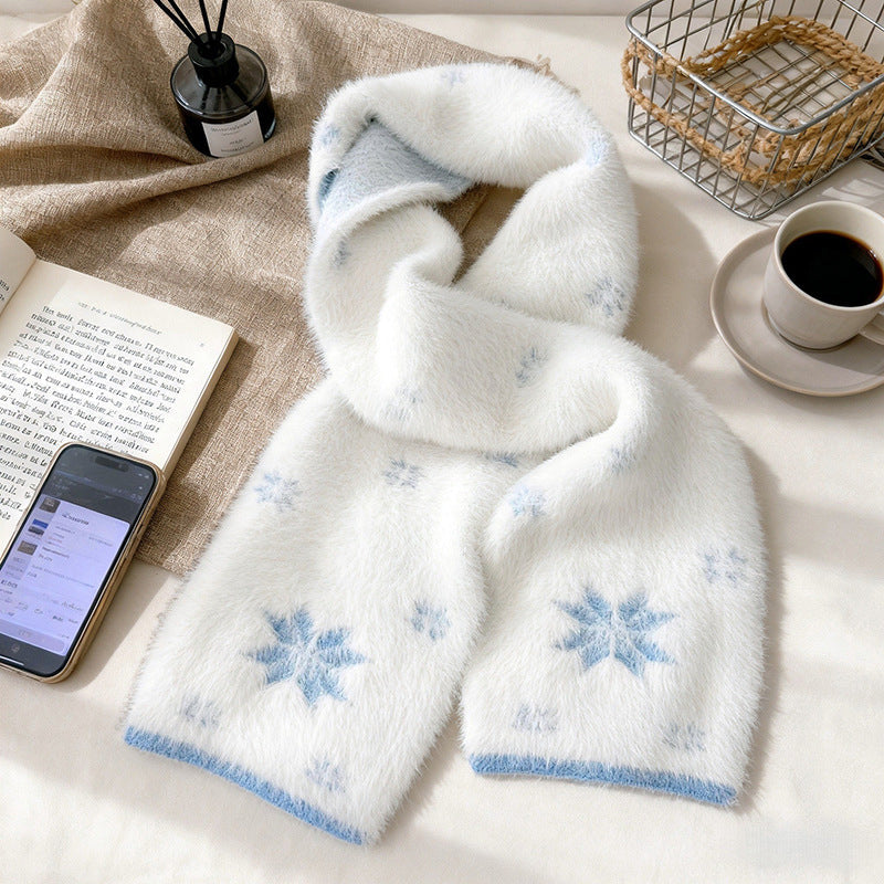 Warmer Schal Mit Schneeflockenmuster