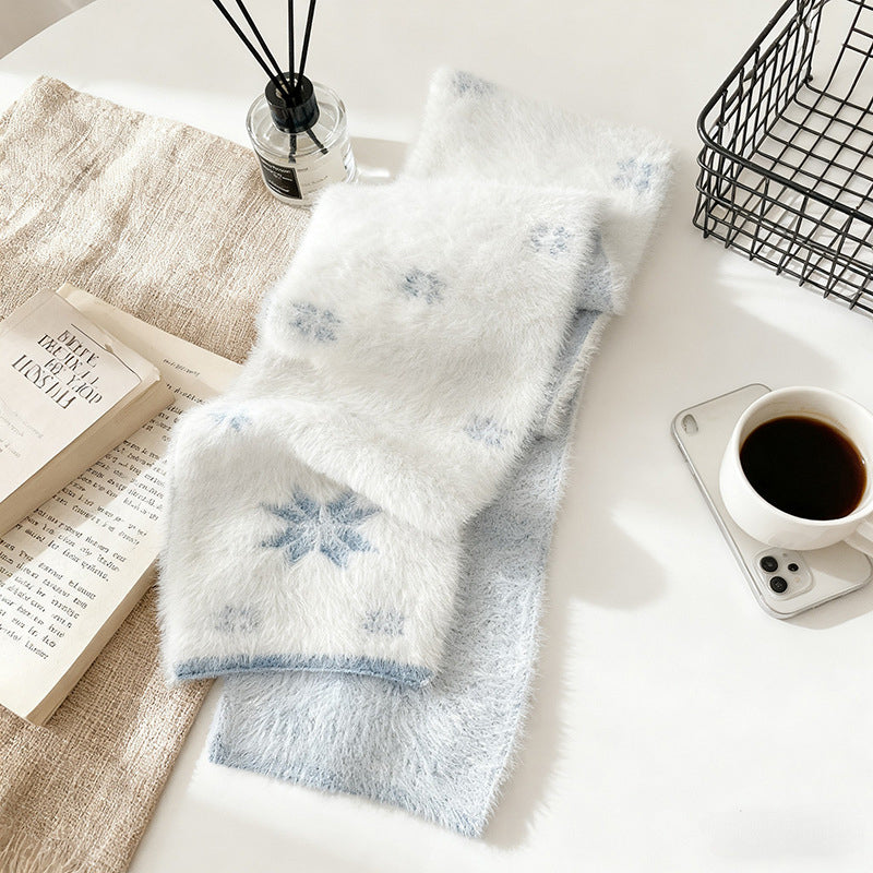 Warmer Schal Mit Schneeflockenmuster