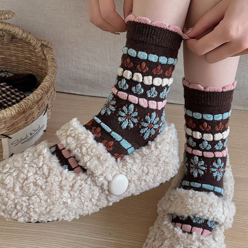 Warme Socken Mit Blumenmuster