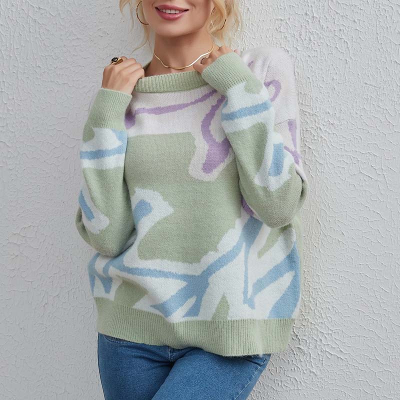 Lässiger Pullover Mit Farbblock