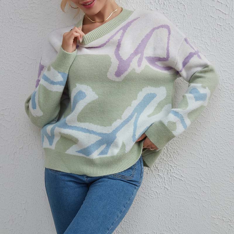 Lässiger Pullover Mit Farbblock