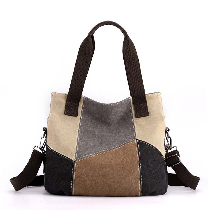 Vintage Kontrastierende Canvas-Tasche