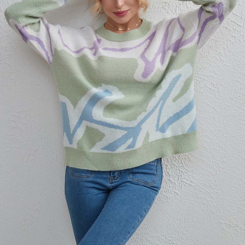 Lässiger Pullover Mit Farbblock