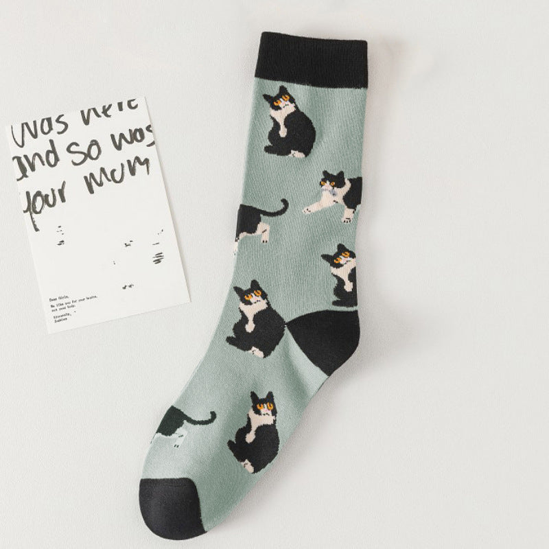 Vintage-Socken Mit Katzen-Print