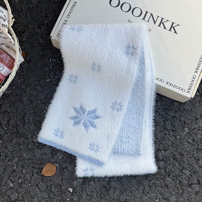Warmer Schal Mit Schneeflockenmuster
