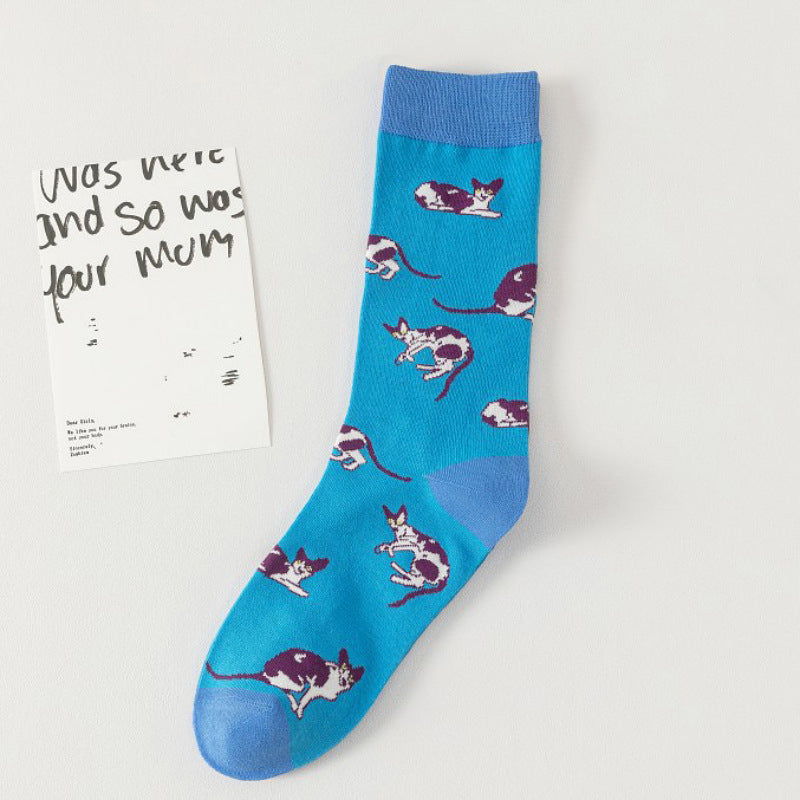 Vintage-Socken Mit Katzen-Print