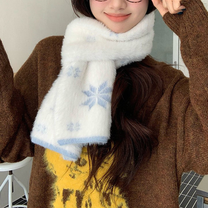 Warmer Schal Mit Schneeflockenmuster