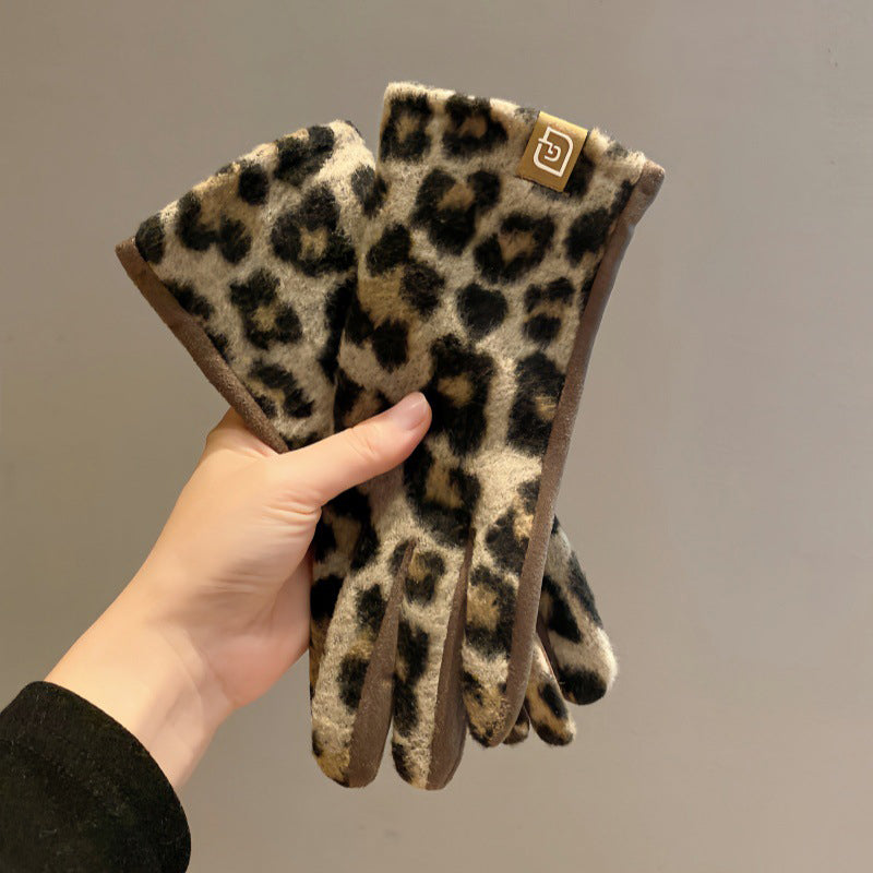 Warme Handschuhe Mit Leopardenmuster