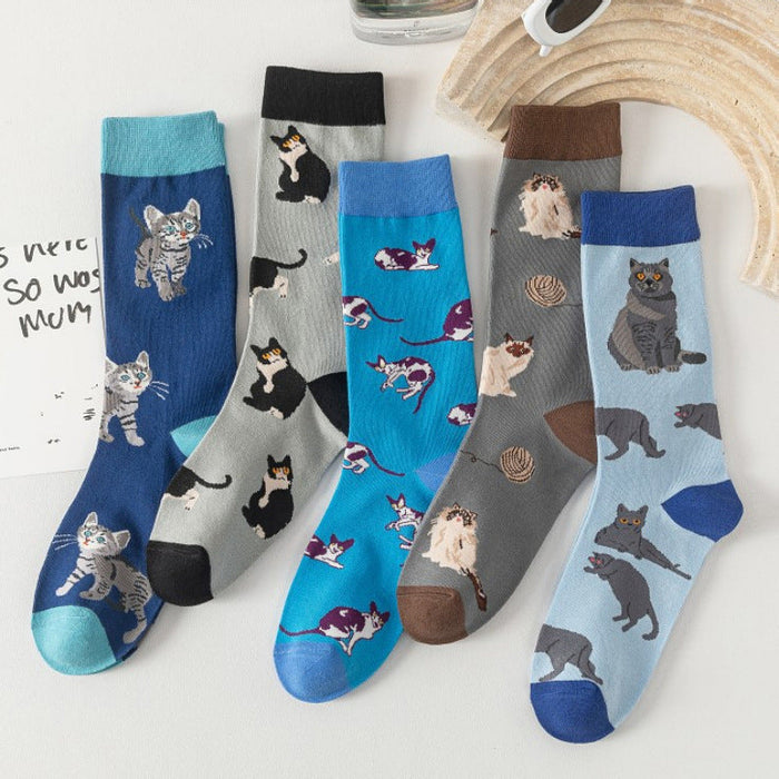 Vintage-Socken Mit Katzen-Print