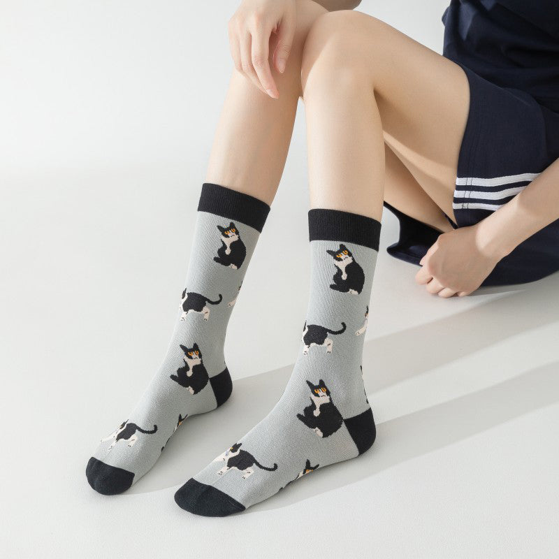 Vintage-Socken Mit Katzen-Print
