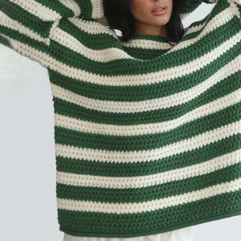 Lässiger Gestreifter Strickpullover