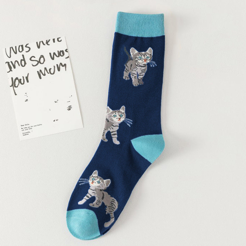 Vintage-Socken Mit Katzen-Print