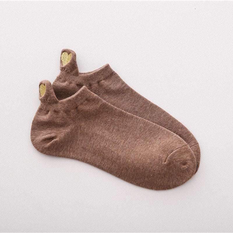 Lässige Socken Mit Herz-Stickerei