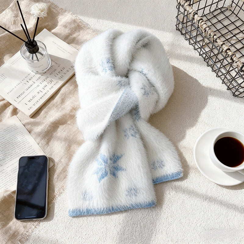 Warmer Schal Mit Schneeflockenmuster