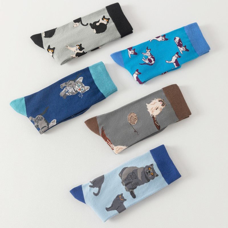 Vintage-Socken Mit Katzen-Print
