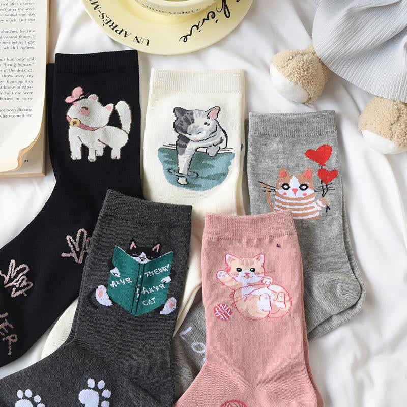 Socken Mit Cartoon-Katzen