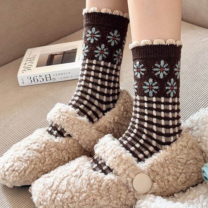 Warme Socken Mit Blumenmuster