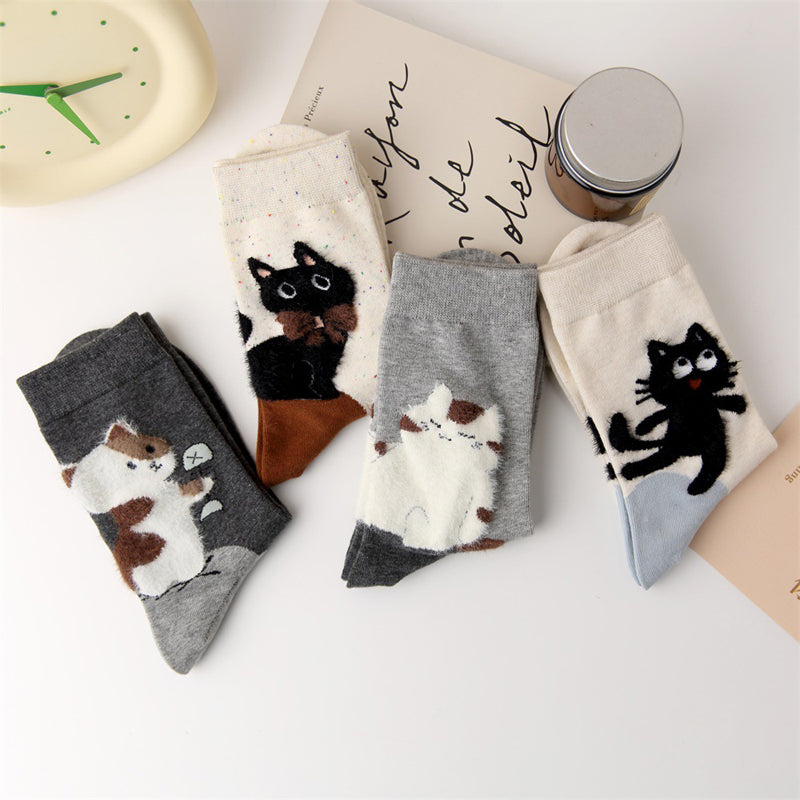 Lässige Socken Mit Katzenmuster