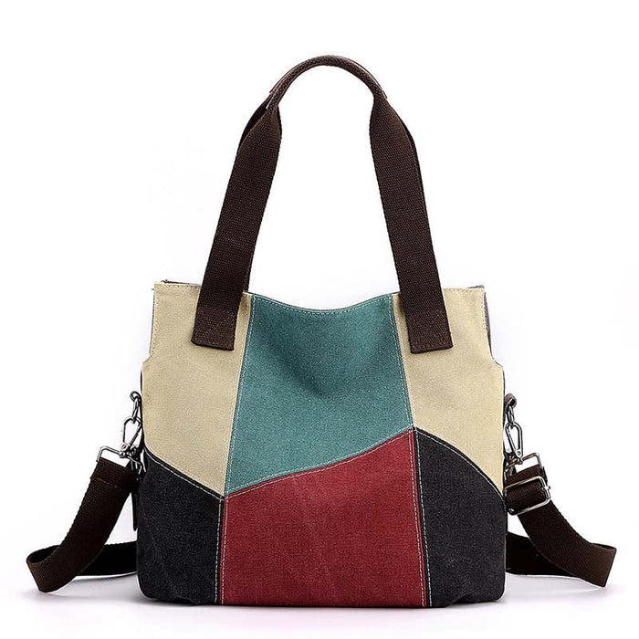 Vintage Kontrastierende Canvas-Tasche